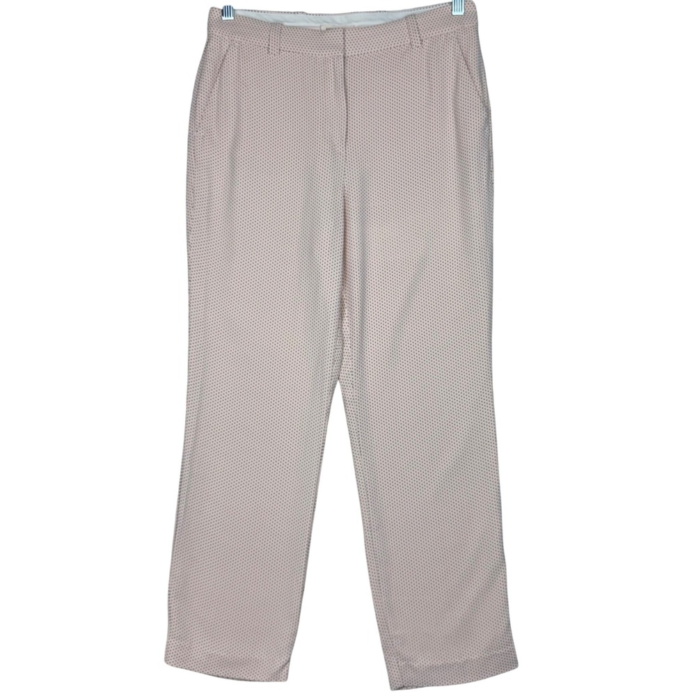 Rebecca Taylor Polka Dot Pant Hight Rise Women 8 Soft Pink Stretch Career Office